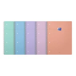 Oxford Smart - Cahier à spirale A4 (23 x 29.7) - 160 pages - grands carreaux (Seyes) - 4 trous - Optik P - disponible dans différentes couleurs pastel