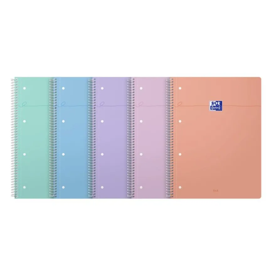 Oxford Smart - Cahier à spirale A4 (23 x 29.7) - 160 pages - petits carreaux (5x5 mm) - 4 trous - Optik P - disponible dans différentes couleurs pastel