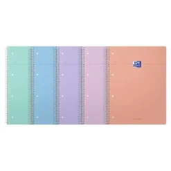 Oxford Smart Pastel - Cahier de notes - reliure à spirale - A4 Plus (210 x 297 mm) - 80 feuilles / 160 pages - petits carreaux - carton
