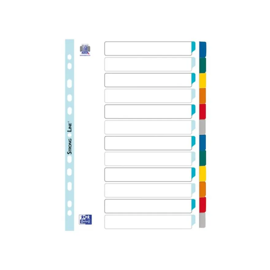 Oxford StrongLine - Intercalaire 12 positions - A4 - carte blanche