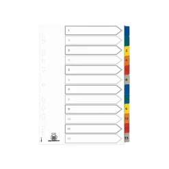 Oxford StrongLine - Intercalaire 12 positions numériques 1 à 12 - A4 - carte blanche