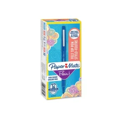 Paper Mate Flair Original - Pack de 12 feutres fins - pointe moyenne - bleu