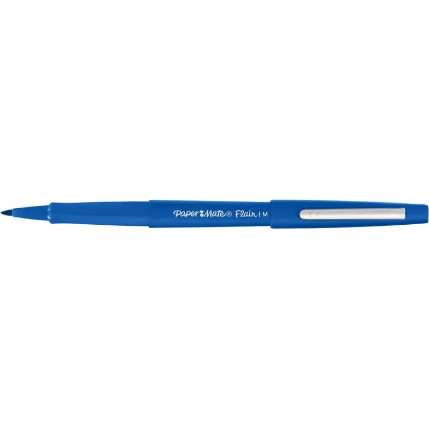 Paper Mate Flair Original - Pack de 12 feutres fins - pointe moyenne - bleu