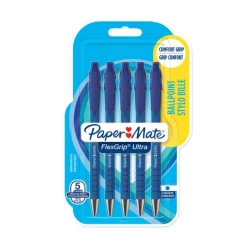 PAPER MATE® FLEXGRIP ULTRA™ 5 stylos bille rétractables - Bleu - Pointe Moyenne