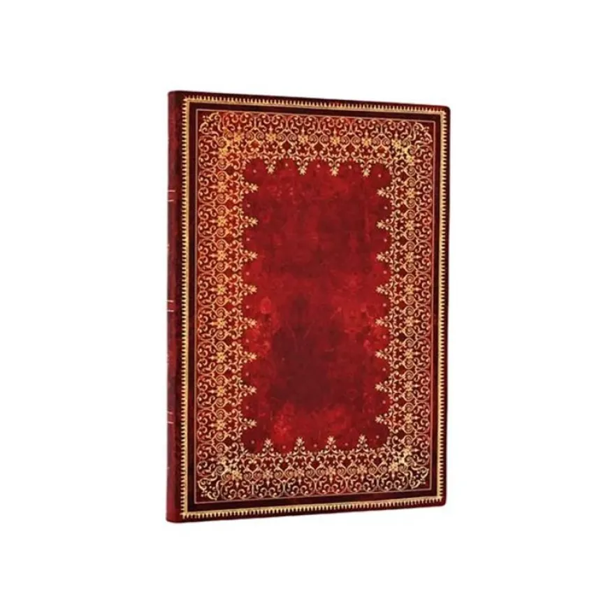 PAPERBLANKS FLEXIS OLD LEATHER - Carnet flexi couverture souple - midi 120 x 175 mm - 176 pages lignées - Feuille d’or rouge foiled