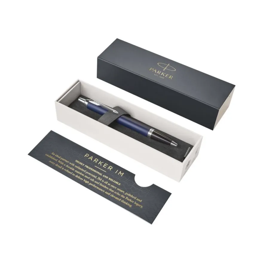 Parker IM - Stylo à bille bleu/argent - encre bleue