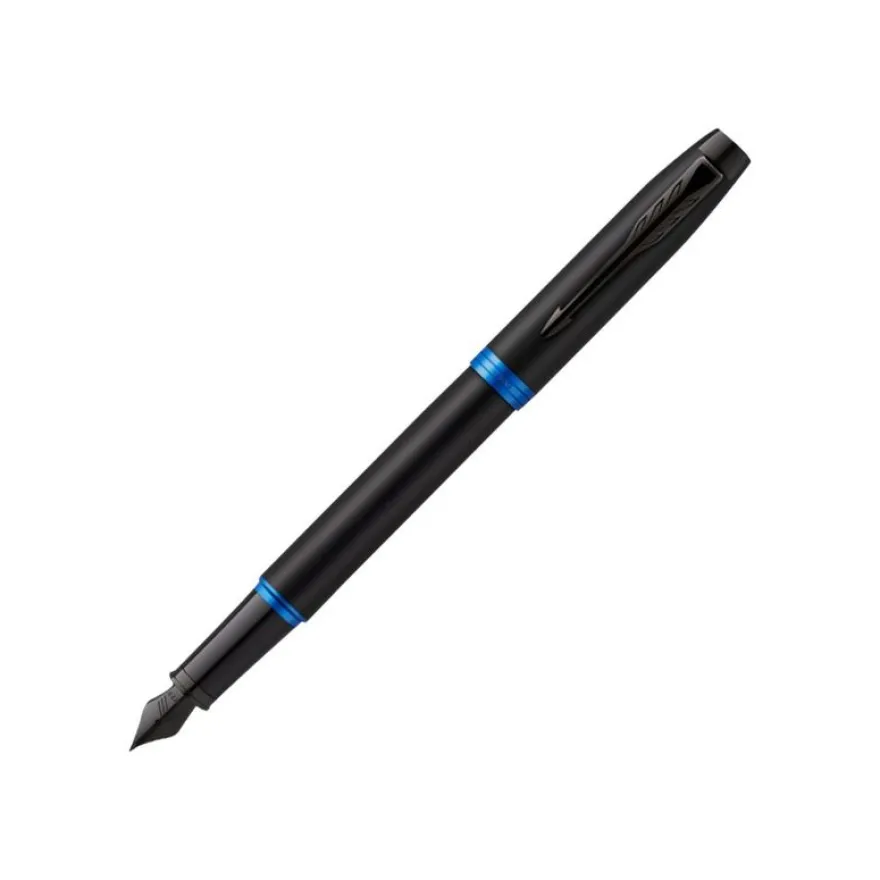 Parker IM Essential Vibrant Rings - Stylo plume noir/bleu - pointe fine