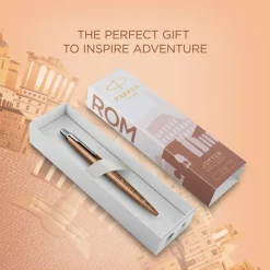 Parker Jotter - Stylo bille - Édition spéciale Rome - Bronze Finition chrome - Encre Bleue - Coffret cadeau