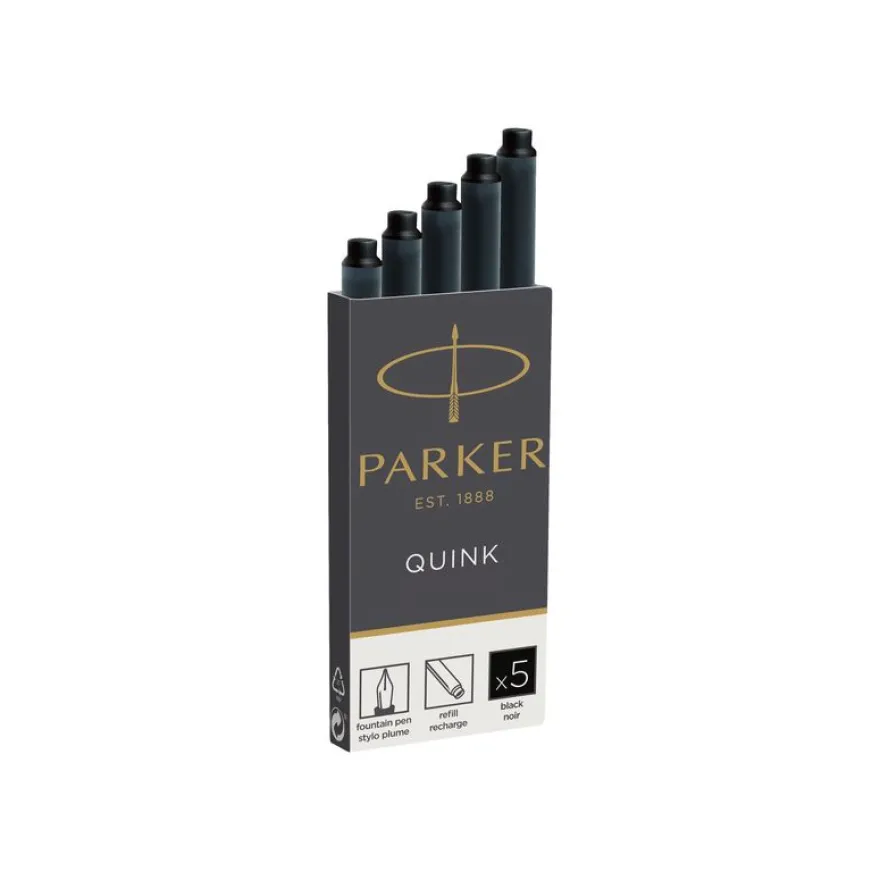 Parker Quink - 5 cartouches d'encre longues pour stylo plume - noir