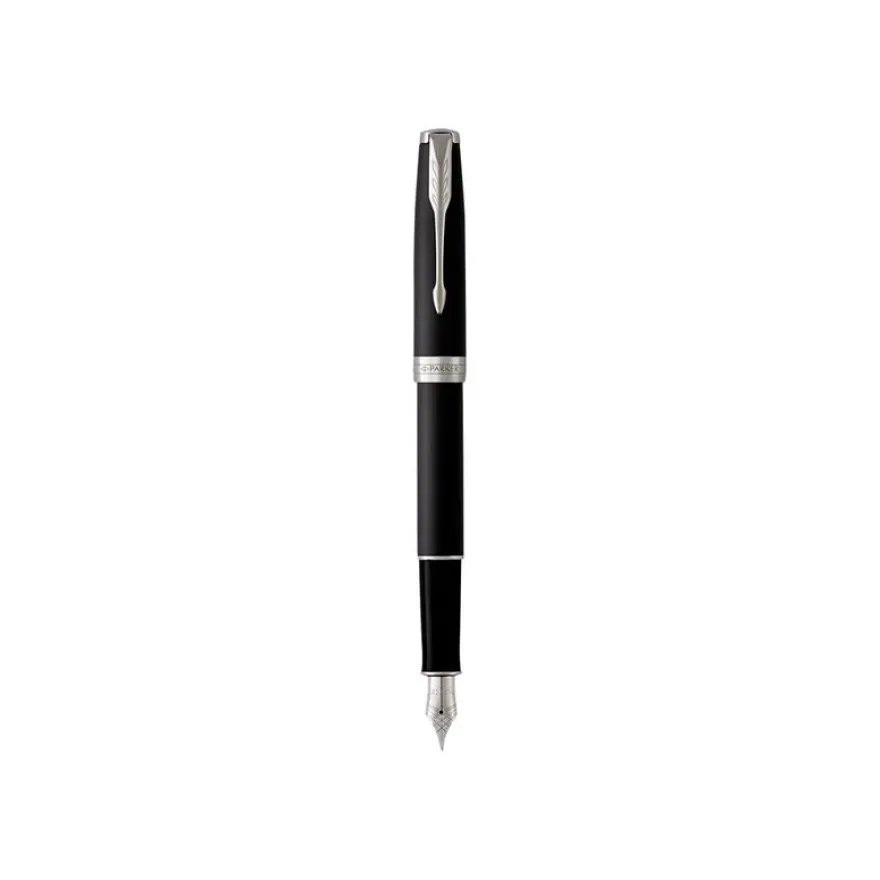 Parker Sonnet - Stylo plume noir laqué - pointe moyenne