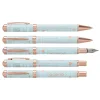 Parure : plume + bille ENZO VARINI "Palazzo Graphic" Bleu clair, motifs et attributs rose gold