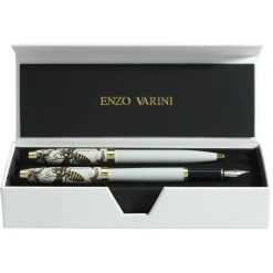 Parure bille + plume ENZO VARINI "Taormina XL Bugs" motifs abeilles coloris blanc