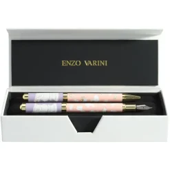 Parure bille + plume ENZO VARINI "Palazzo Greek Têtes" coloris rose & violet