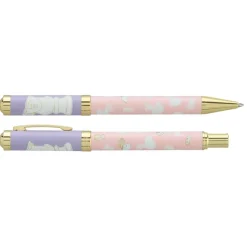 Parure bille + plume ENZO VARINI "Palazzo Greek Têtes" coloris rose & violet