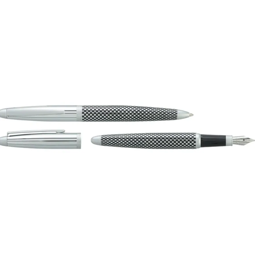 Parure bille + plume HECHTER PARIS "Alliance Quadrillage" coloris silver