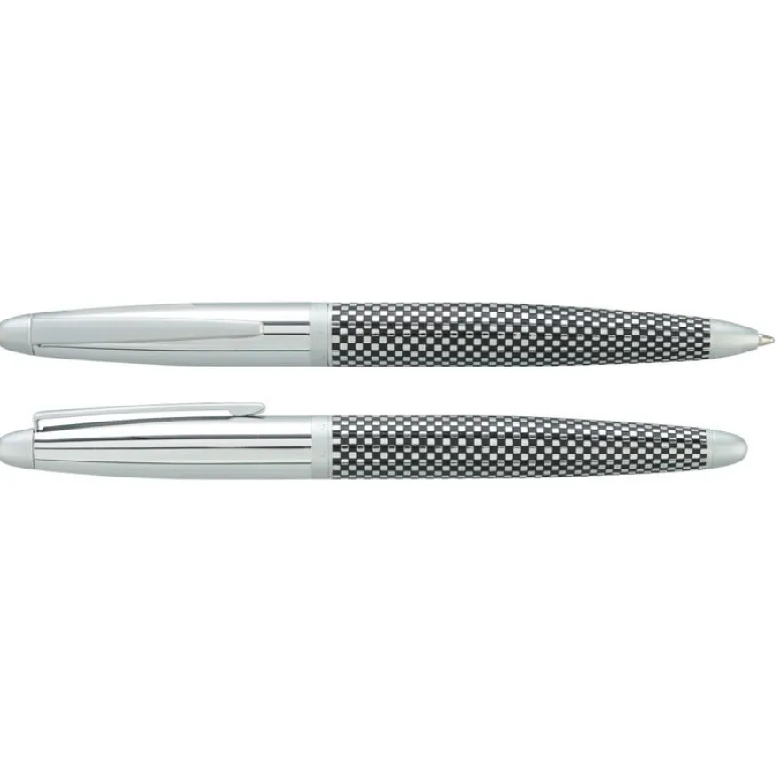 Parure bille + plume HECHTER PARIS "Alliance Quadrillage" coloris silver