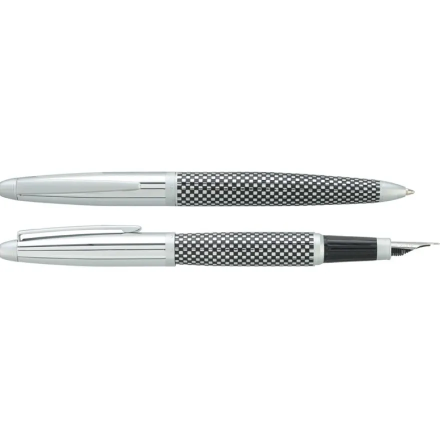 Parure bille + plume HECHTER PARIS "Alliance Quadrillage" coloris silver