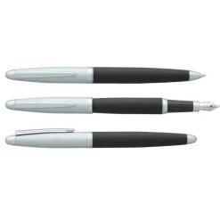 Parure plume + bille HECHTER PARIS "Alliance Intemporel" coloris black & silver métal satiné soft touch