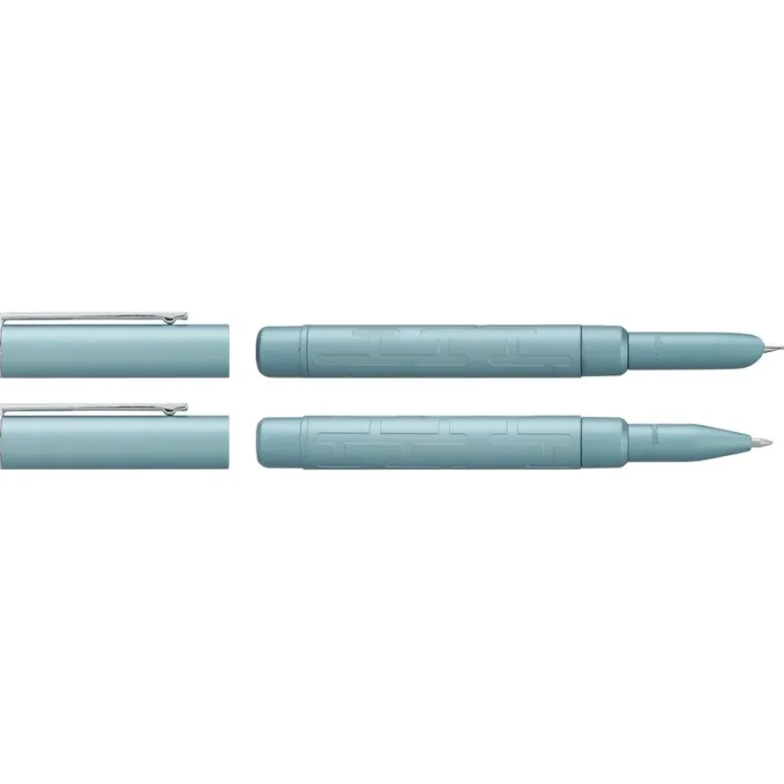 Parure plume + roller HECHTER PARIS "Silhouette Milky Way" coloris bleu clair métallisé