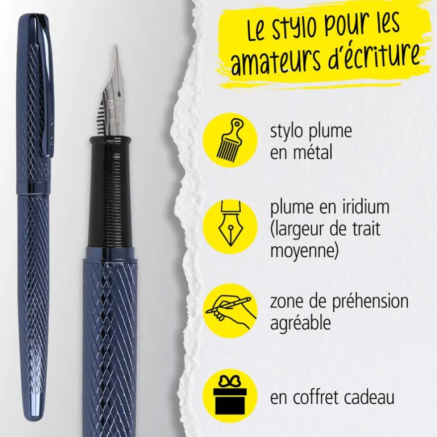 Parure plume/bille Eleganza Diamond Night avec étui cuir