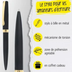 Parure plume/bille Eleganza Classic avec étui cuir