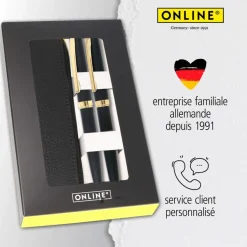 Parure plume/bille Eleganza Classic avec étui cuir