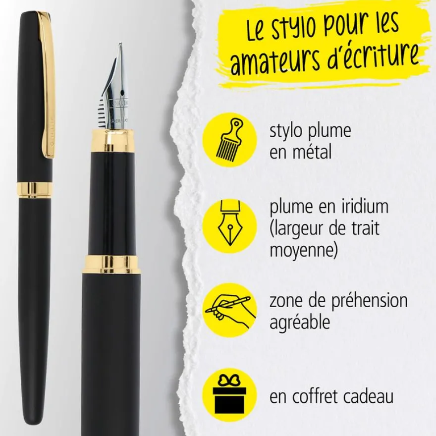 Parure plume/bille Eleganza Classic avec étui cuir