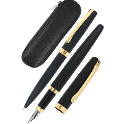 Parure plume/bille Eleganza Classic avec étui cuir