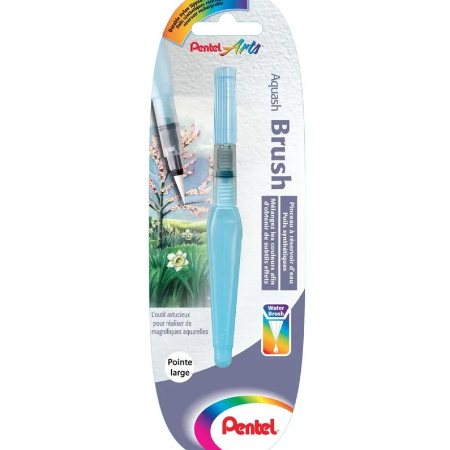 Pentel – Pinceau à réservoir d’eau – Pointe large – bleu