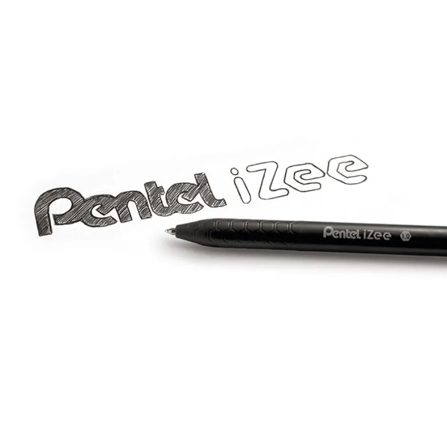 Pentel iZee - Pack de 4 stylos à bille rétractables - 1 mm - moyen - noir, bleu, rouge et vert