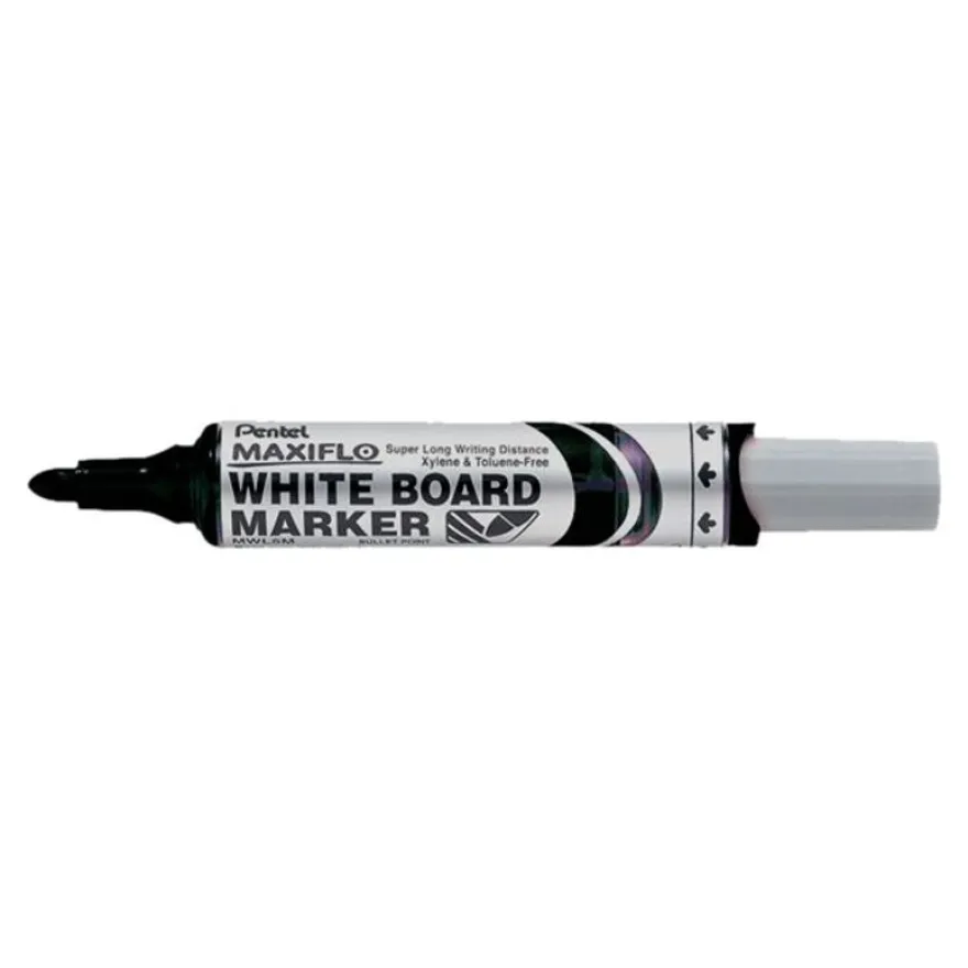 Pentel MAXIFLO - Brosse magnétique et 4 Marqueurs MAXIFLO - pointe ogive large - couleurs assorties