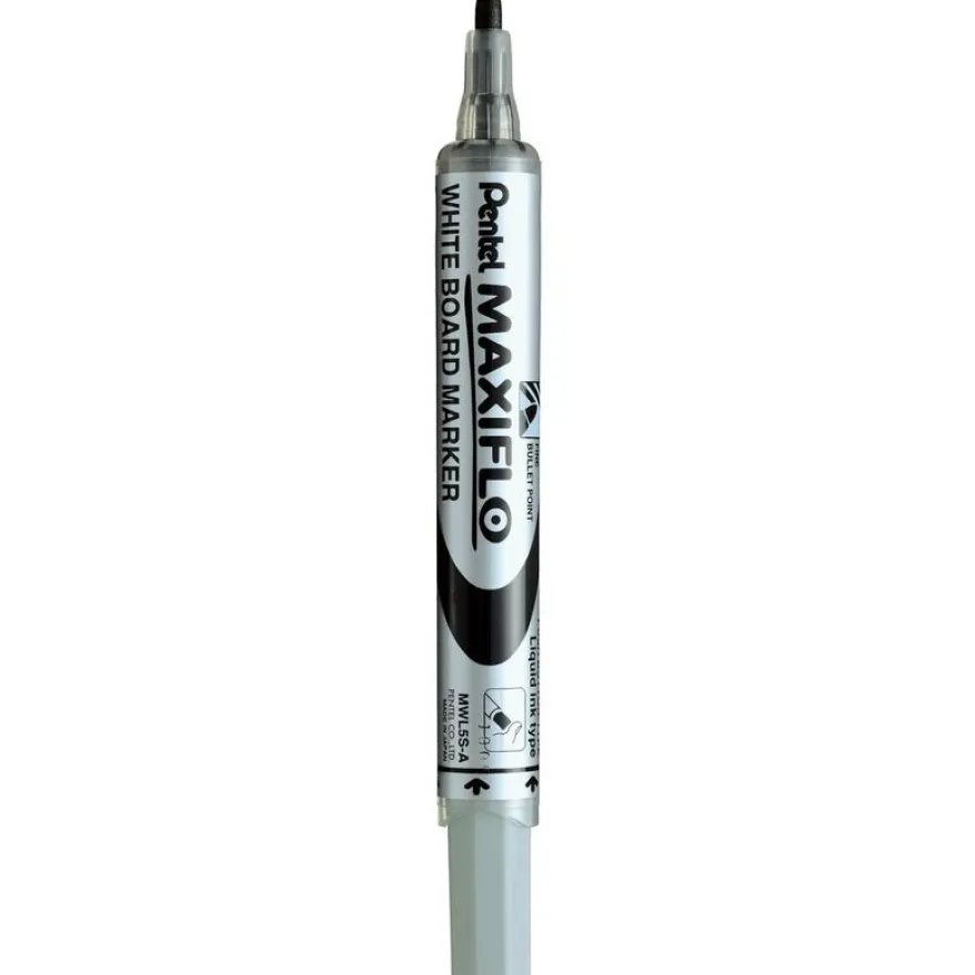 Pentel MAXIFLO - Brosse magnétique et 4 Marqueurs MAXIFLO - pointe ogive moyenne - couleurs assorties