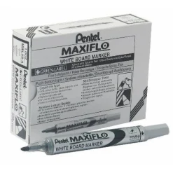 Pentel MAXIFLO - Pack de 12 marqueurs effaçables - pointe ogive - noir