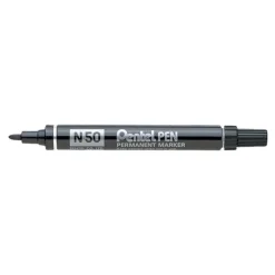 Pentel PEN N50 - Pack de 12 marqueurs permanents - pointe ogive - noir