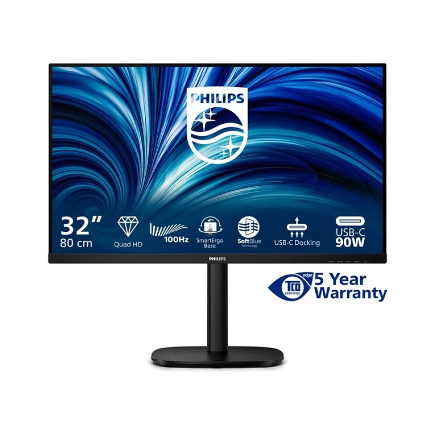 Philips 32B2U3601 - Écran LED 32" - 2560 x 1440 QHD - HDMI, DisplayPort, USB-C - haut-parleurs