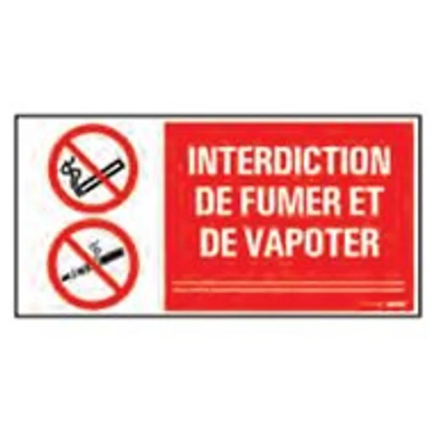Pickup - Plaque de signalisation - 300 x 150 mm - interdiction de vapoter et de fumer