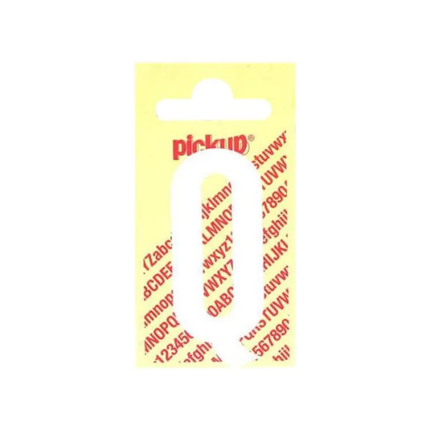 Pickup - Étiquette autocollante - 90 mm - Lettre Q - blanc mat