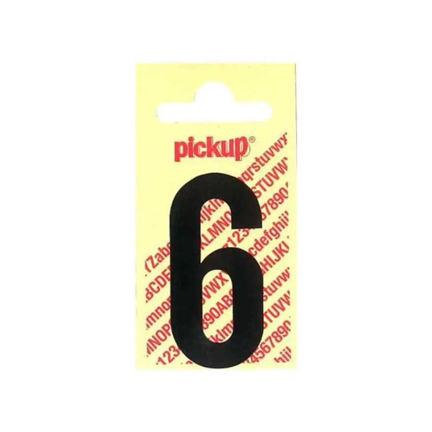 Pickup - Étiquette autocollante - 90 mm - Chiffre 6 - noir mat