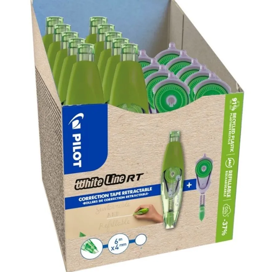 Pilot – Lot de 10 rubans correcteurs Whiteline RT + 10 recharges Greenpack