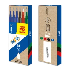 Pilot Frixion Ball - 6 Recharges pour rollers effaçables - 0,7 mm - noir/rouge/bleu/vert