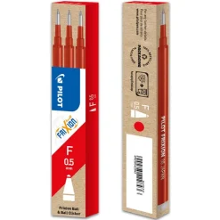Pilot Frixion Ball - 3 Recharges pour rollers effaçables - 0,5 mm - rouge