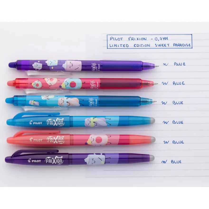 Pilot Frixion Ball SWEET PARADISE corps rose - roller effaçable - 0,7mm - encre bleu