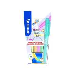 Pilot FriXion Light Soft - Pack de 6 surligneurs effaçables (bleu doux, violet doux, vert tendre, rose doux, jaune doux, orange doux)