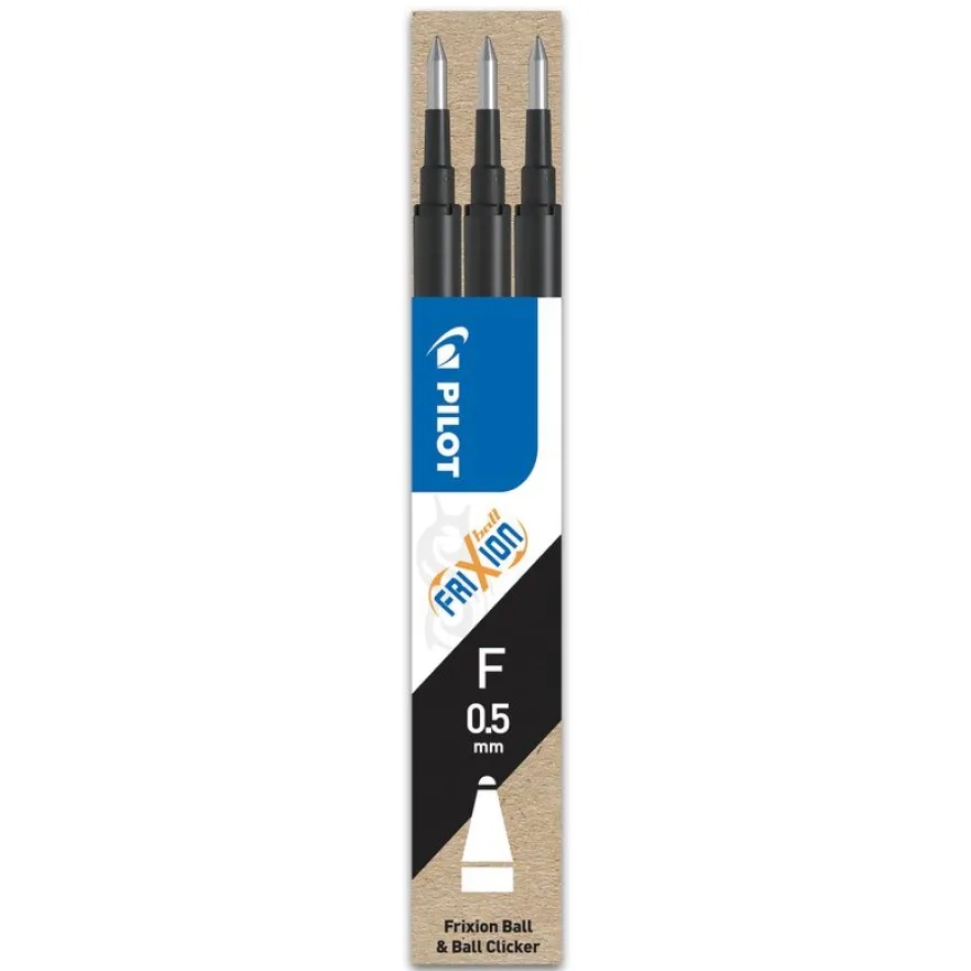 Pilot Frixion Point - 3 Recharges pour rollers effaçables - 0,5 mm - noir