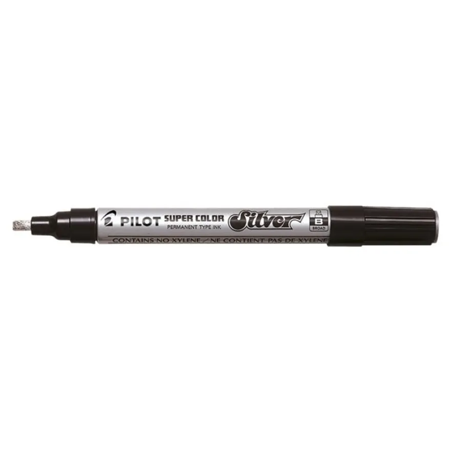 Pilot Super Color - Marqueur - permanent - pour verre, plastique, carton - argent - 4 mm - large