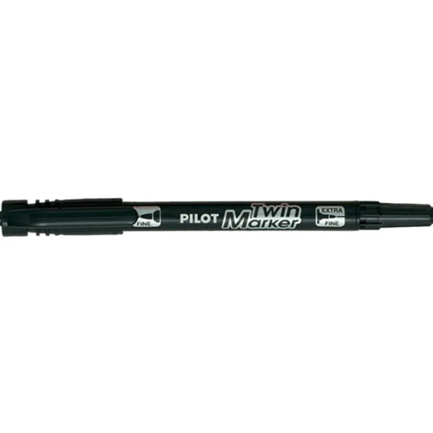 Pilot TWIN MARKER - Marqueur permanent - double pointe fine et extra fine - noir