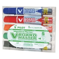 Pilot V BOARD MASTER - 5 Marqueurs effaçables - pointe ogive fine - couleurs assorties