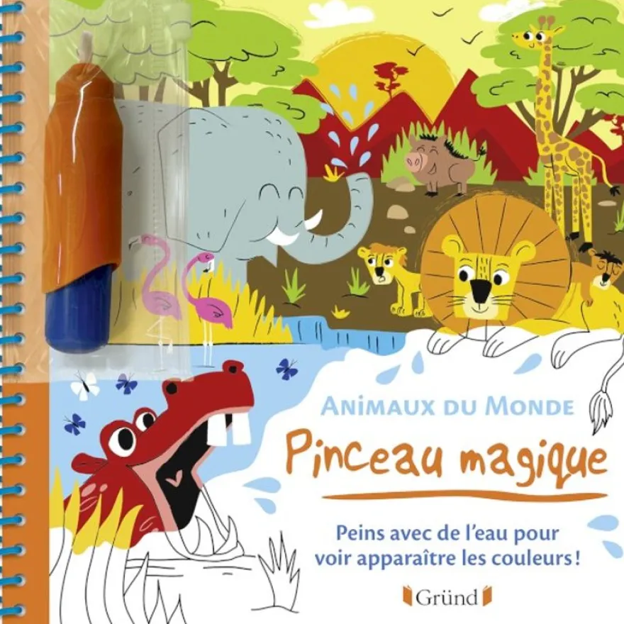 Pinceau magique - Animaux du Monde - Peins avec de l'eau pour voir apparaître les couleurs !