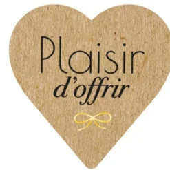 Plaisir d’Offrir – 500 étiquettes autocollantes cœur kraft 37 x 37 mm – rouleau pratique