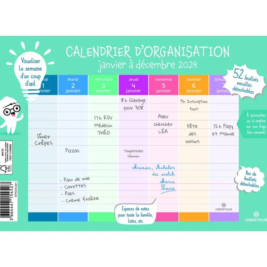 Planning hebdomadaire - 18 x 23 cm - Oberthur